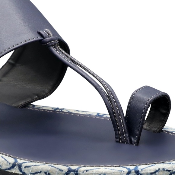 Blue Dabu Print Kolhapuri Chappals main image 6